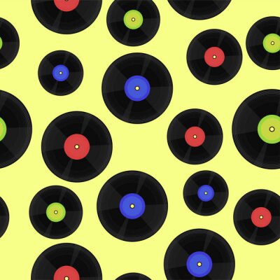Behang Seamless pattern with vinyl records. vector image