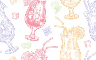 Behang Seamless pattern with wine drinking.