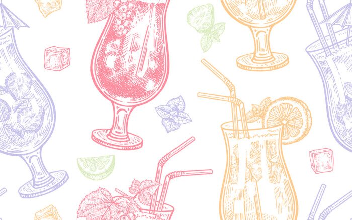 Behang Seamless pattern with wine drinking.