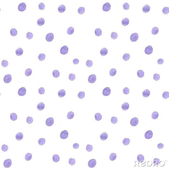 Behang Seamless polka dot pattern from watercolor paint violet circles. illustration for your design.