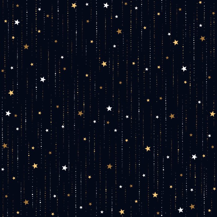 Behang Seamless space pattern with gold star rain on dark blue background