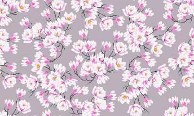 Behang Seamless spring pattern with magnolias. Design of fabric for elegant summer dress