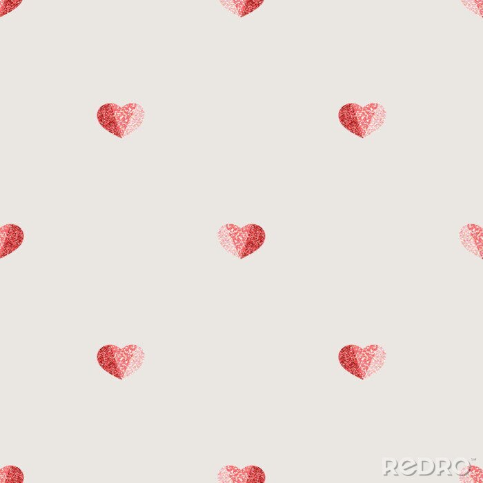 Behang seamless valentine day pattern background with tricolour glitter heart stamp