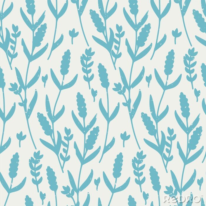 Behang seamless vector retro pattern with contour lavender in blue