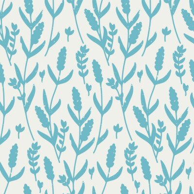 Behang seamless vector retro pattern with contour lavender in blue