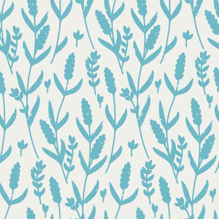 Behang seamless vector retro pattern with contour lavender in blue