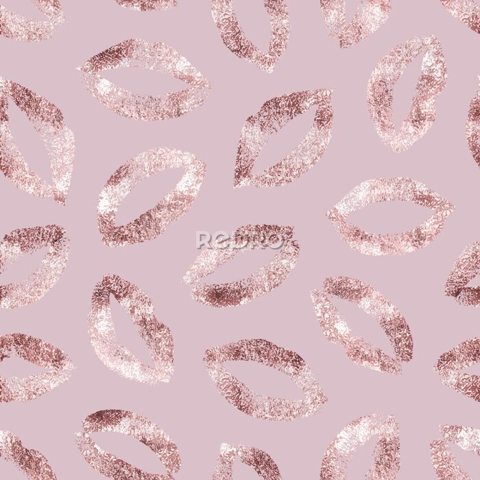 Behang Sexy lippen in roségoudtinten
