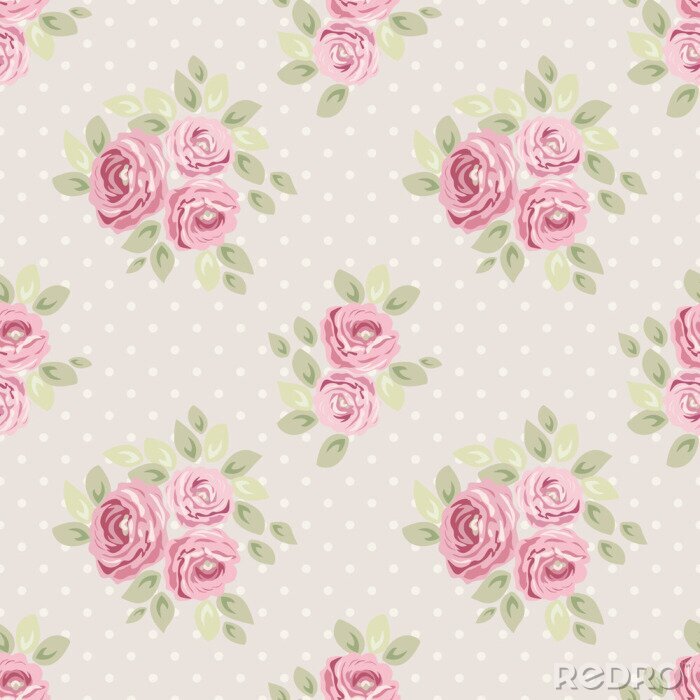 Behang Shabby chic bloemenstijl