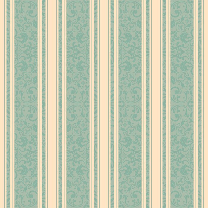 Behang Shabby chic vintage groene strepen