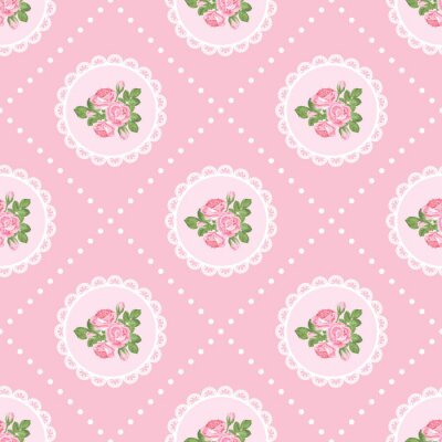 Behang Shabby stijl bloemen op een roze achtergrond