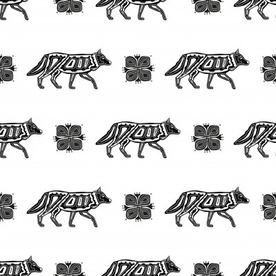 Behang Sierpatronen met een wolf