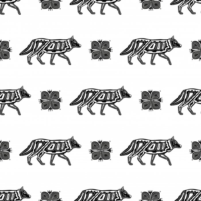 Behang Sierpatronen met een wolf