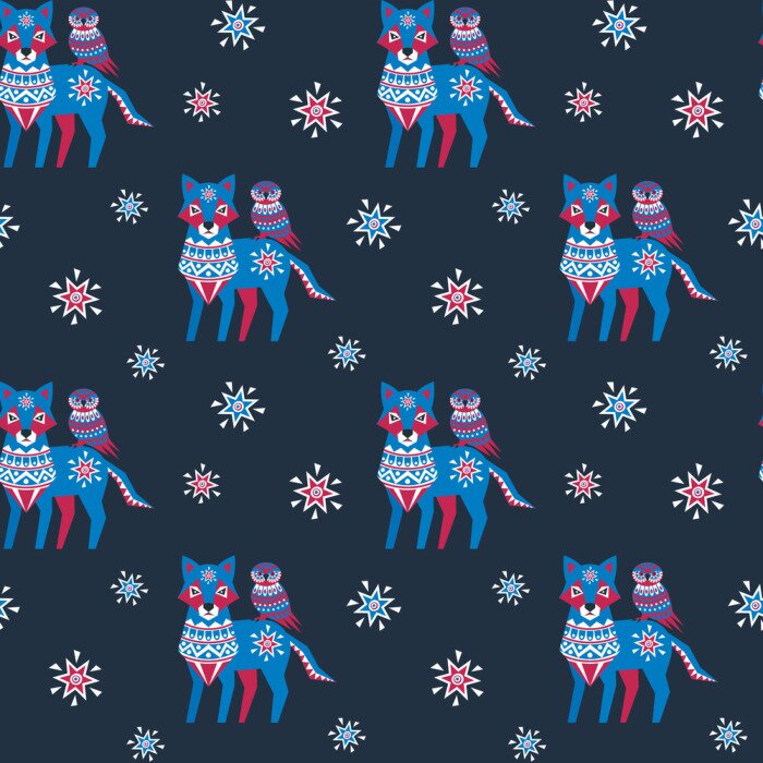 Behang Sierwolf en kleurrijke uil