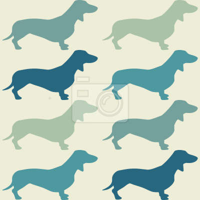 Behang Silhouetten van honden in groentinten