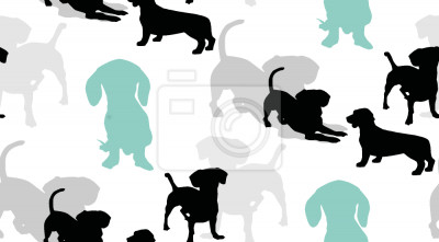 Behang Silhouetten van honden in verschillende posities