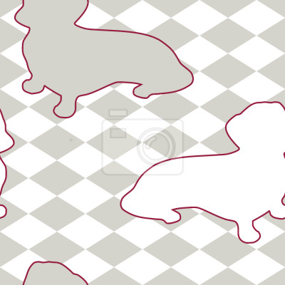 Behang Silhouetten van honden op driehoekige achtergrond