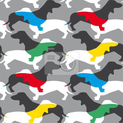 Behang Silhouetten van honden op grijsgekleurde achtergrond