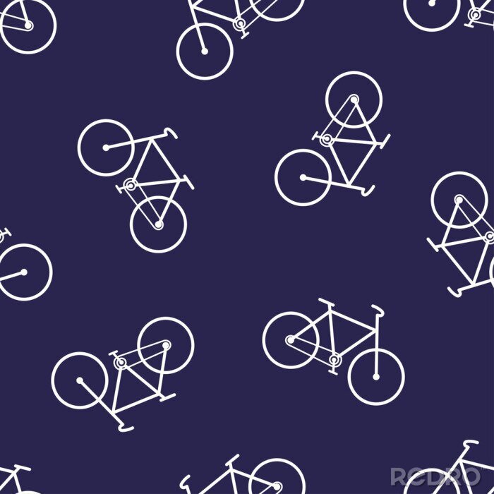 Behang simple pattern with bicycle