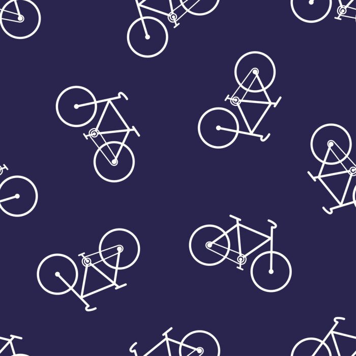 Behang simple pattern with bicycle