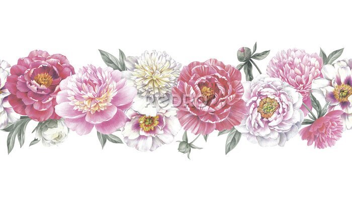 Behang Slinger van tuinbloemen