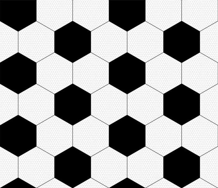 Behang Soccer ball, black and white. Vector seamless pattern. Sport template. Texture of a football