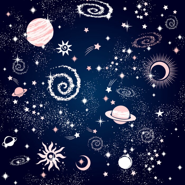 Behang Space Galaxy constellation seamless pattern print could be used for textile, zodiac star yoga mat, phone case