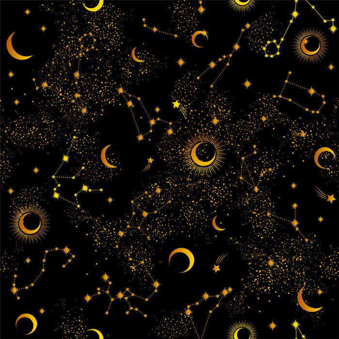 Behang Space Galaxy constellation seamless pattern print could be used for textile, zodiac star yoga mat, phone case