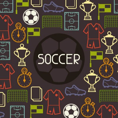 Sport achtergrond met voetbal symbolen.