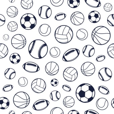 Sport Balls Black and White Naadloze Achtergrond, Patroon