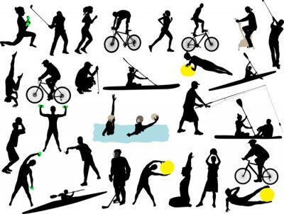 Behang sport collectie vector silhouet