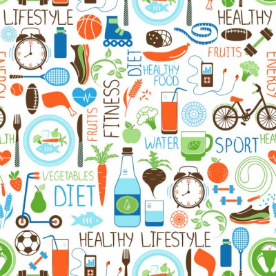 Behang Sport, dieet en fitness patroon