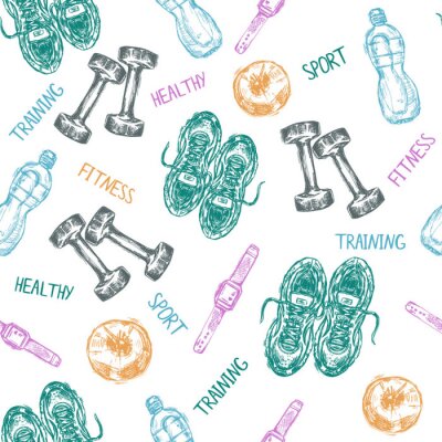 Behang Sport en fitness naadloos patroon