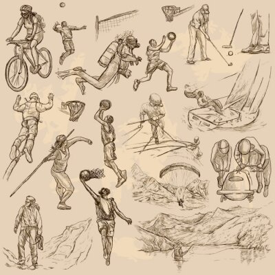 Behang Sport mix - Een hand getekende vector collectie