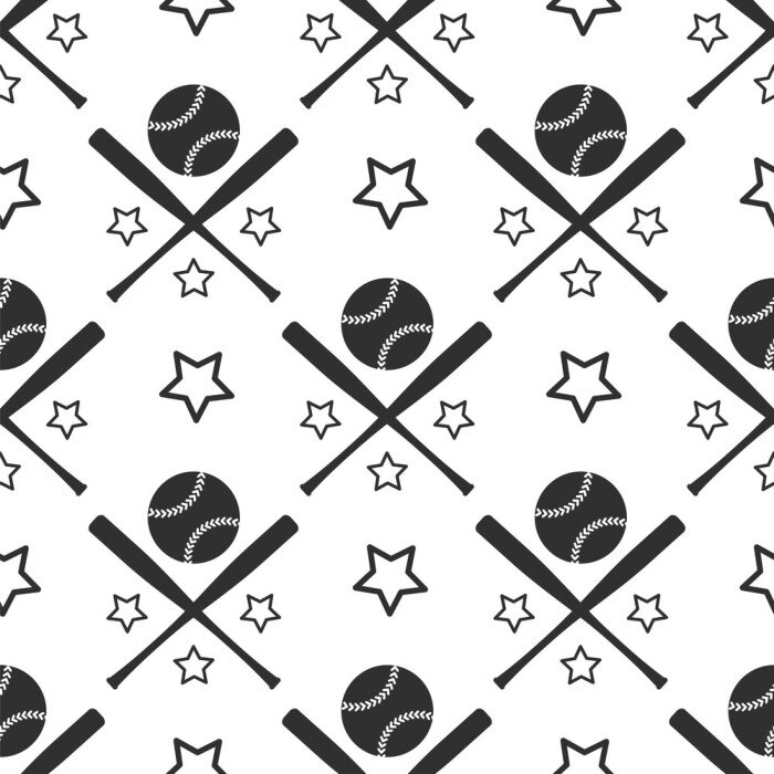 Behang Sport naadloos patroon. Monochromic honkbal achtergrond vector illustratie