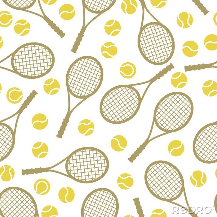 Behang Sport naadloze patroon met tennis iconen in plat design stijl.