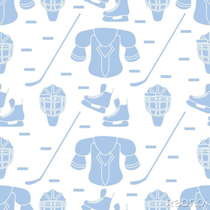 Behang Sport seamless pattern. Hockey equipment.