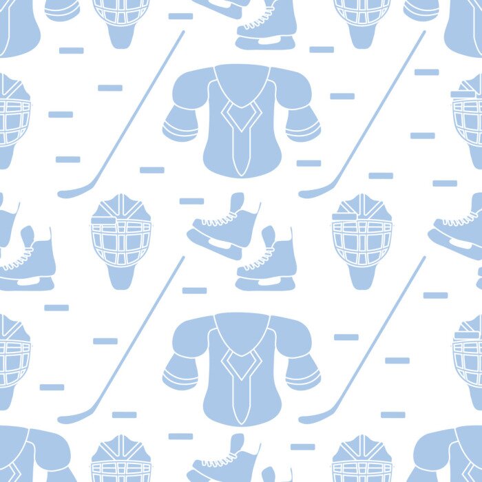 Behang Sport seamless pattern. Hockey equipment.