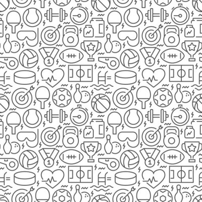 Behang Sport seamless pattern with thin line icons