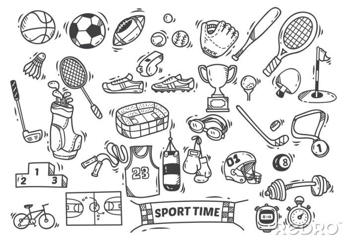 Behang sport thema doodle