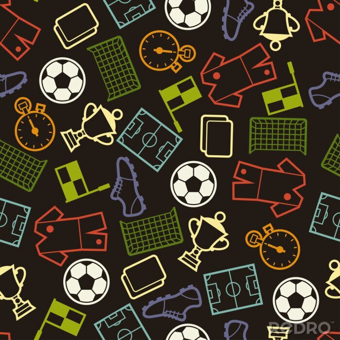 Behang Sports seamless pattern with soccer symbols.