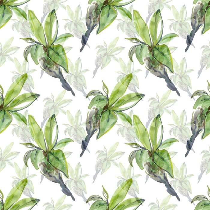 Behang Spring tak van vogelkers naadloos patroon