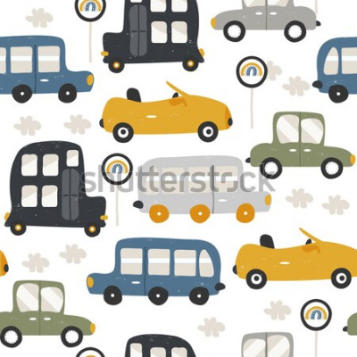 Behang Sprookjesachtige retro auto's