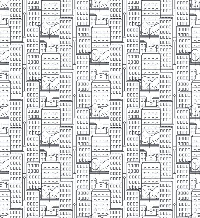 Behang Stad Naadloze Patroon