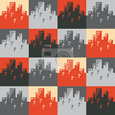 Behang stad Patchwork