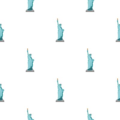 Behang Standbeeld van vrijheid pictogram in cartoon stijl geïsoleerd op een witte achtergrond. Verenigde Staten land patroon voorraad vectorillustratie