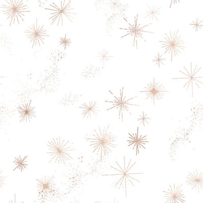 Behang Starry Night Sky Trendy Seamless Pattern, Vintage Celestial Hand drawn Background Template of Galaxy, Space, Stars