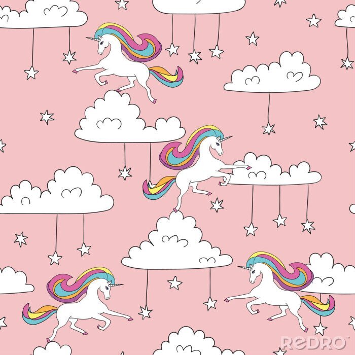 Behang Sterren hangen aan de wolken