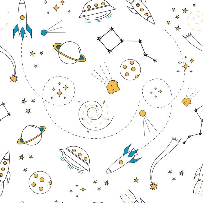 Behang Sterrenbeelden en ruimteschepen