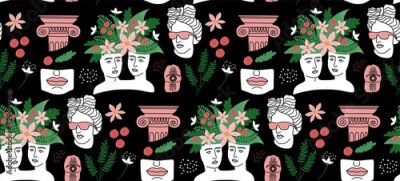 Behang Stijlvolle sculpturen op een jeugdpatroon