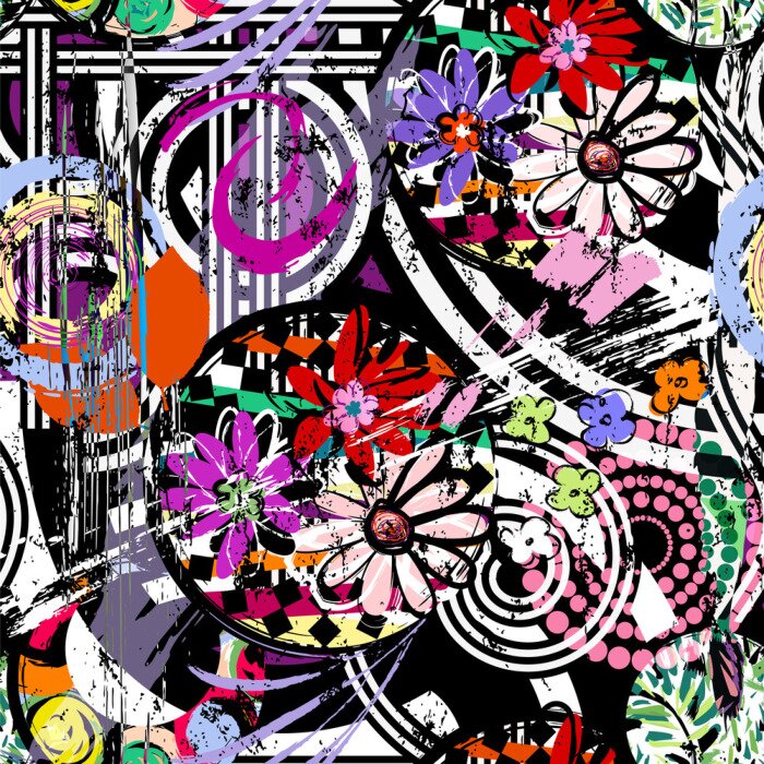 Behang Straatkunst met bloemen